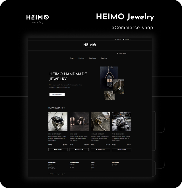 Heimo jewelry eCommers shop